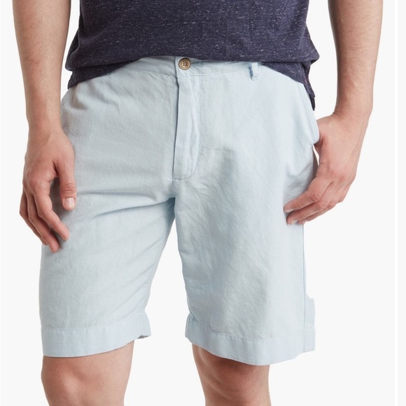 Faherty Other - Faherty Men's Malibu Linen & Cotton Chino Shorts Light Blue 40 NEW 1622